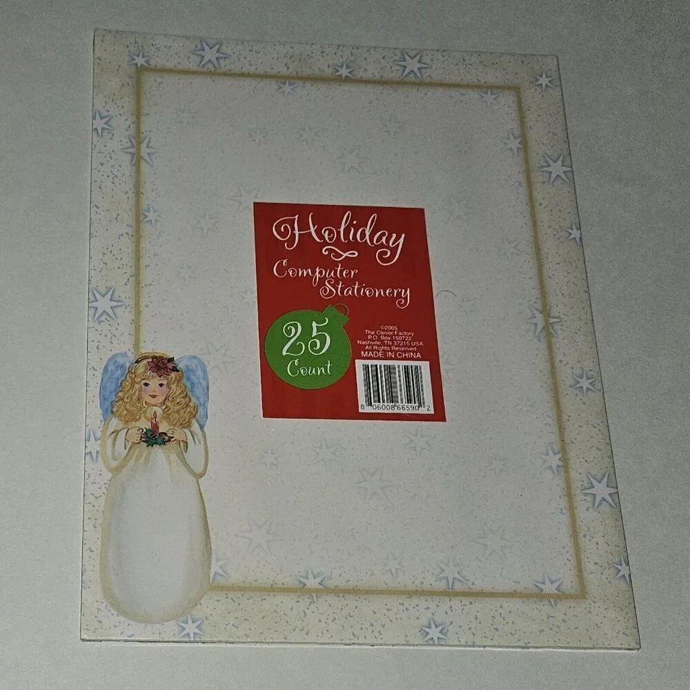 NEW 1 Pack 8.5x11 Letter Paper Stationery Angel Candle Stars Christmas 25 Sheets